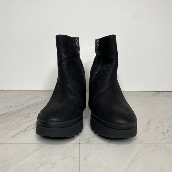 Eileen Fisher Kard Black Nubuck Leather Heeled Boot 7 1/2 - Picture 2 of 13